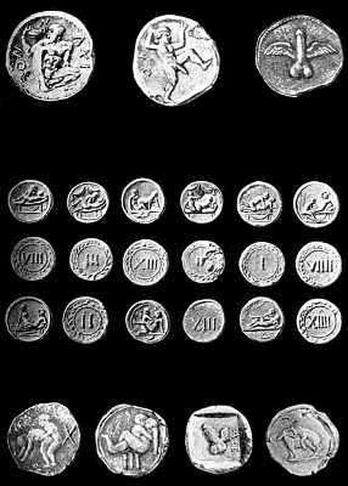 Римские монеты с изображением сексуальных сцен. спинтрия, монеты